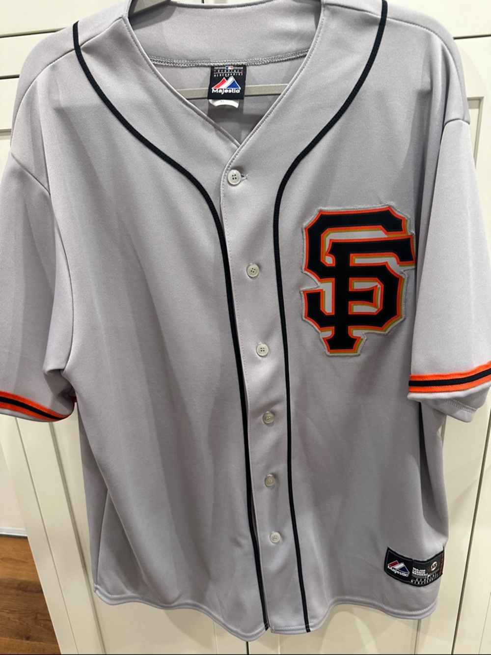 Majestic Gray San Francisco Giants Button-Up Jersey with Orange & Black Logo